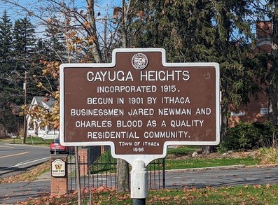 Historic marker for Cayuga Heights
